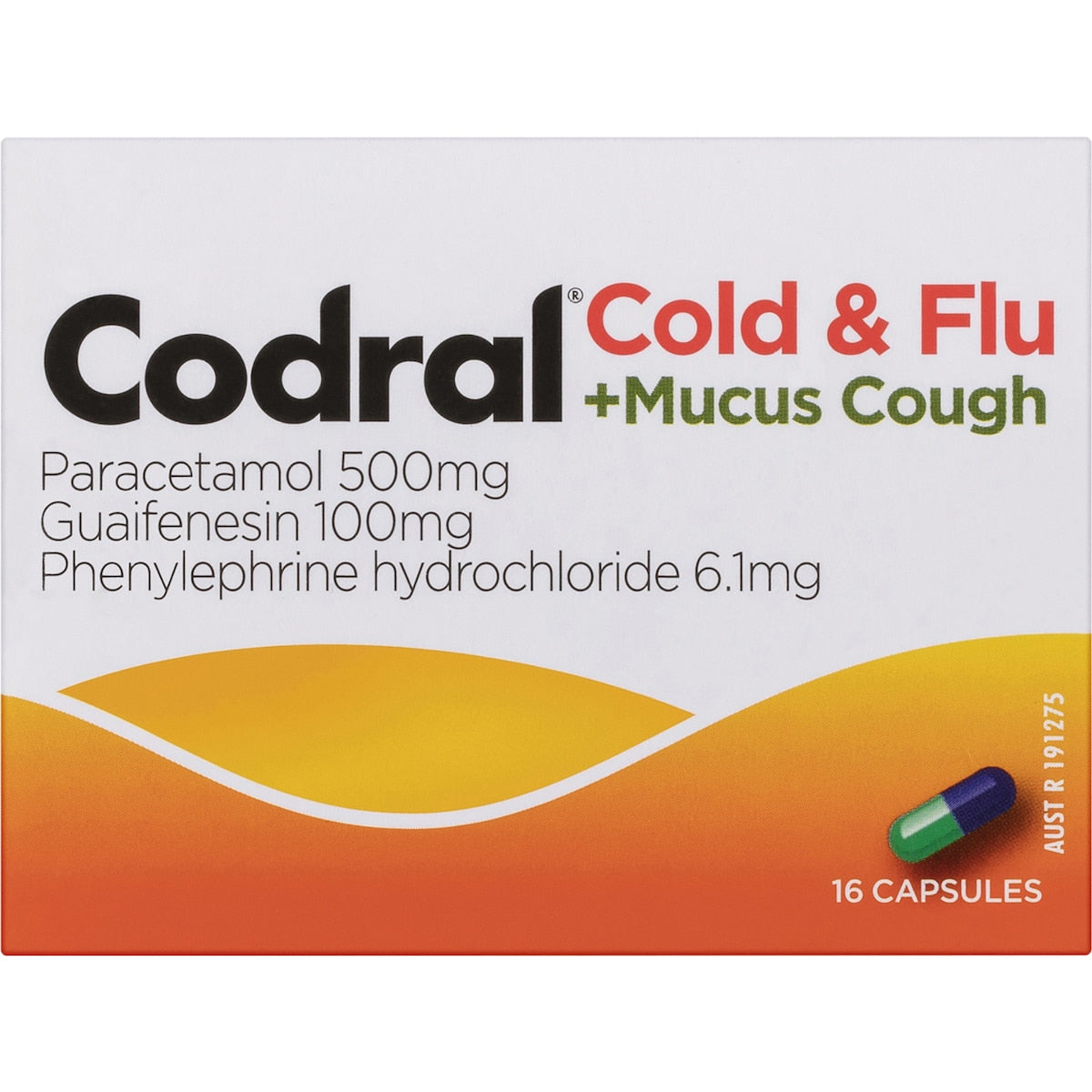 Codral Cold & Flu + Mucus Cough Capsules 16 Pack
