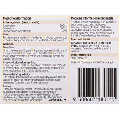 Codral Cold & Flu + Mucus Cough Capsules 16 Pack