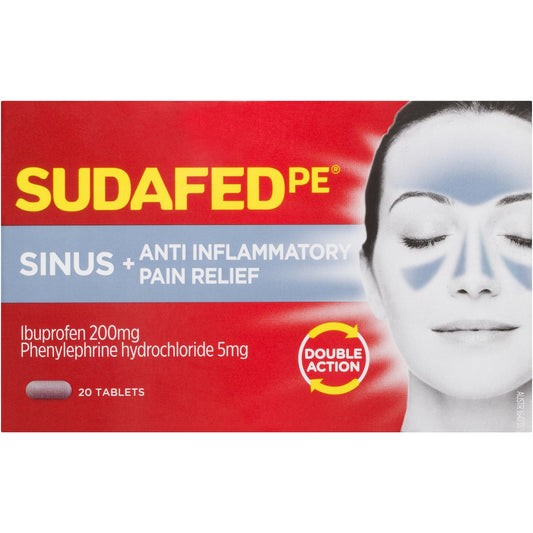 Sudafed Pe Sinus Anti Inflammatory Pain Relief Tablets 20 Pack