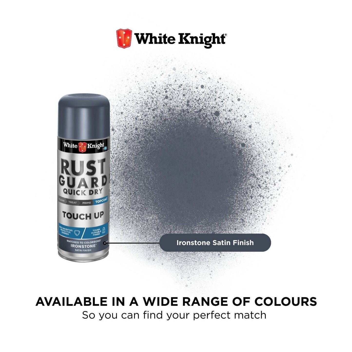 White Knight Rust Guard Ironstone Satin Touch Up Spray Paint - 300g