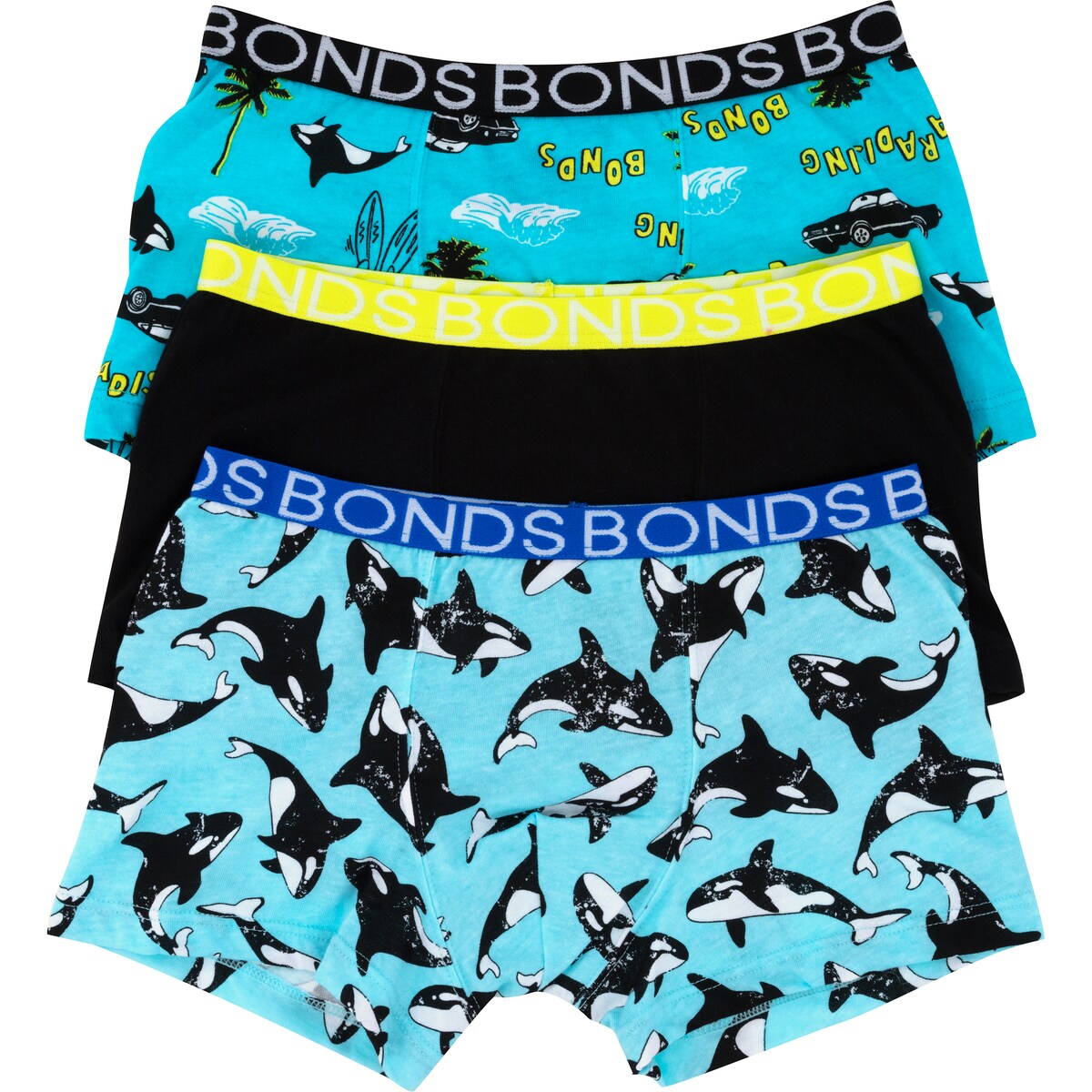 Bonds Boys Underwear Trunks Size 8-10 Or 10-12 Assorted 3 Pack