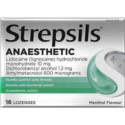 Strepsils Plus Anaesthetic Sore Throat Numbing Pain Relief Lozenges 16 Pack