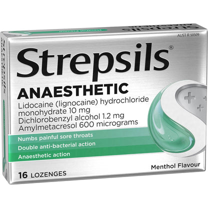 Strepsils Plus Anaesthetic Sore Throat Numbing Pain Relief Lozenges 16 Pack