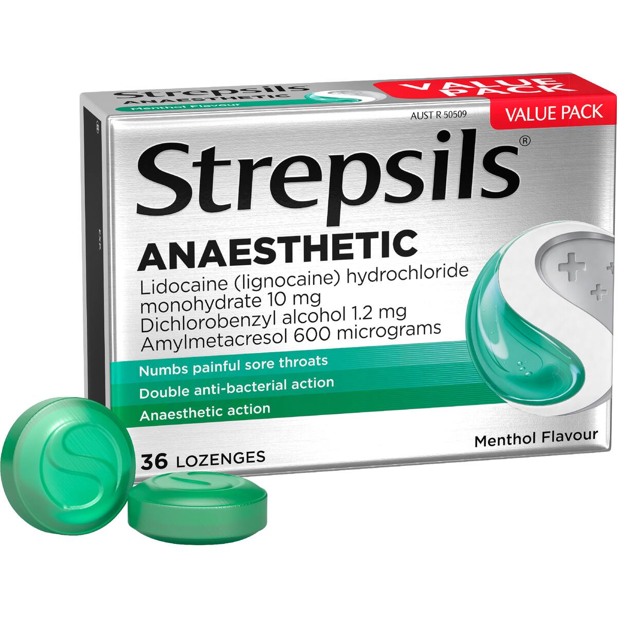 Strepsils Plus Anaesthetic Sore Throat Numbing Pain Relief Lozenges 36 Pack