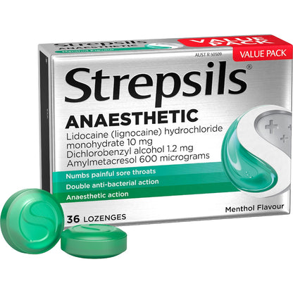 Strepsils Plus Anaesthetic Sore Throat Numbing Pain Relief Lozenges 36 Pack