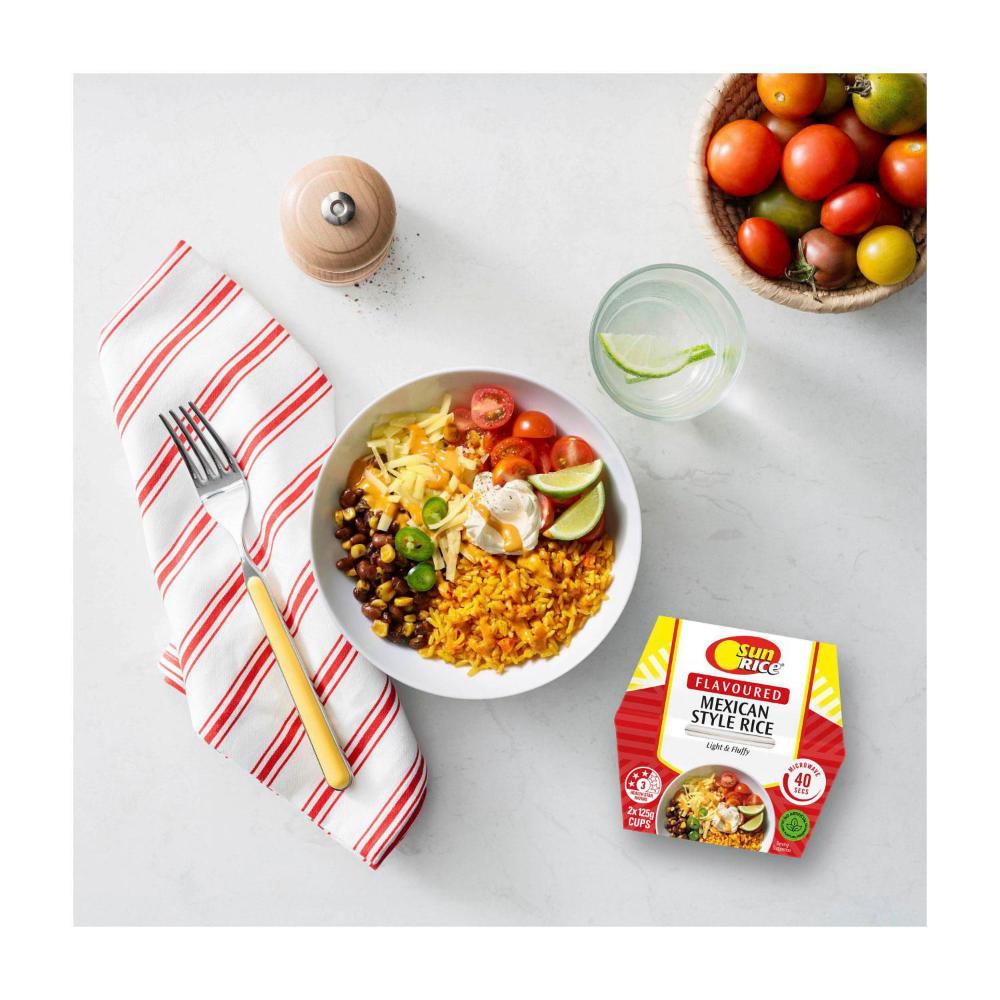 Sunrice Microwave Mexican Style Flavoured Rice Cups 2 X 125g