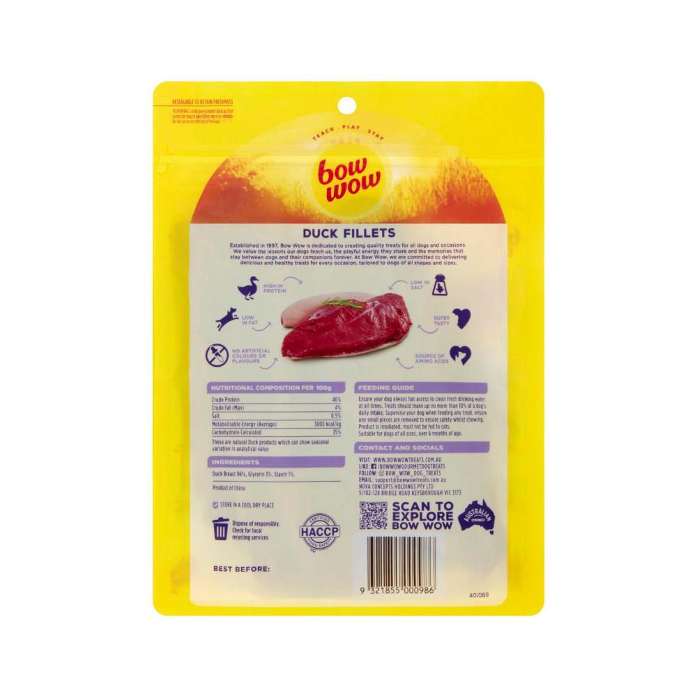 Bow Wow Dog Treat Duck Fillets - 200g
