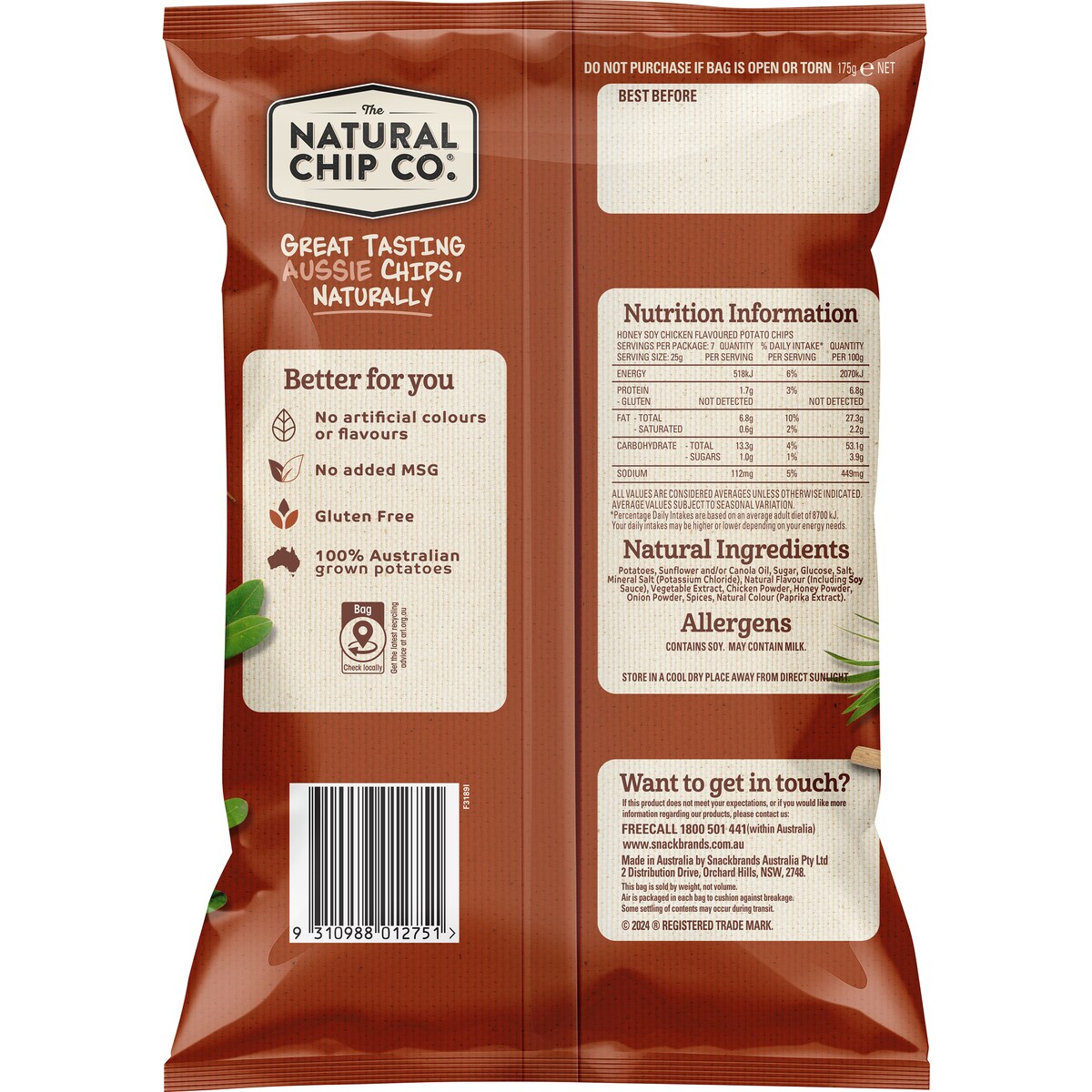 The Natural Chip Co Share Pack Honey Soy Chicken 175g