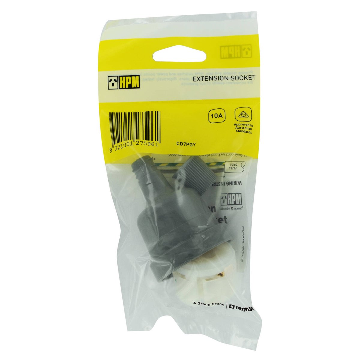 HPM Extension Socket - 10A - PVC - Flexible Cover