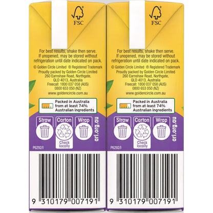 Golden Circle Fruit Drinks Lunch Box Poppers Multipack Golden Pash 250ml X6 Pack