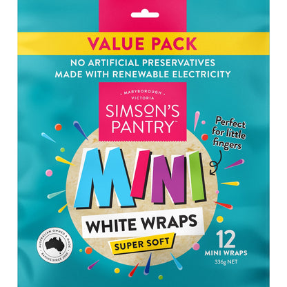 Simsons Pantry Mini White Wraps Super Soft 12 pack