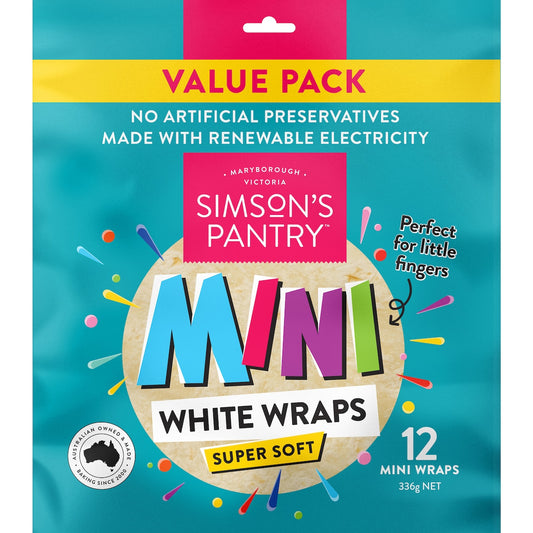 Simsons Pantry Mini White Wraps Super Soft 12 pack