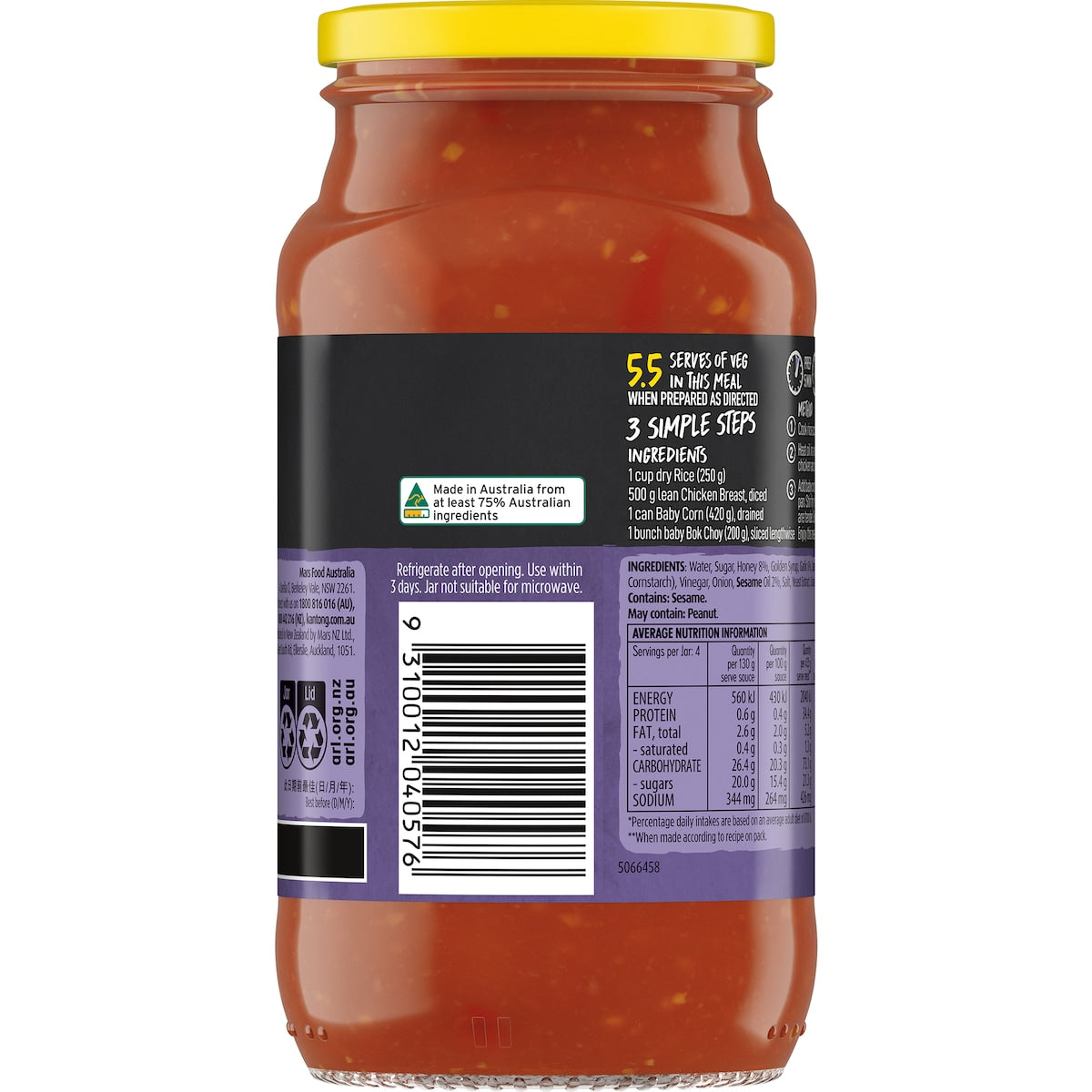 Kan Tong Stir Fry Sauce Honey Sesame & Garlic 520g