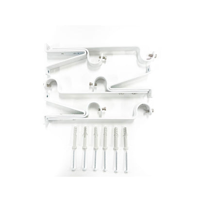 Windoware White Double Curtain Rod Bracket - 25-28mm - 3 Pack
