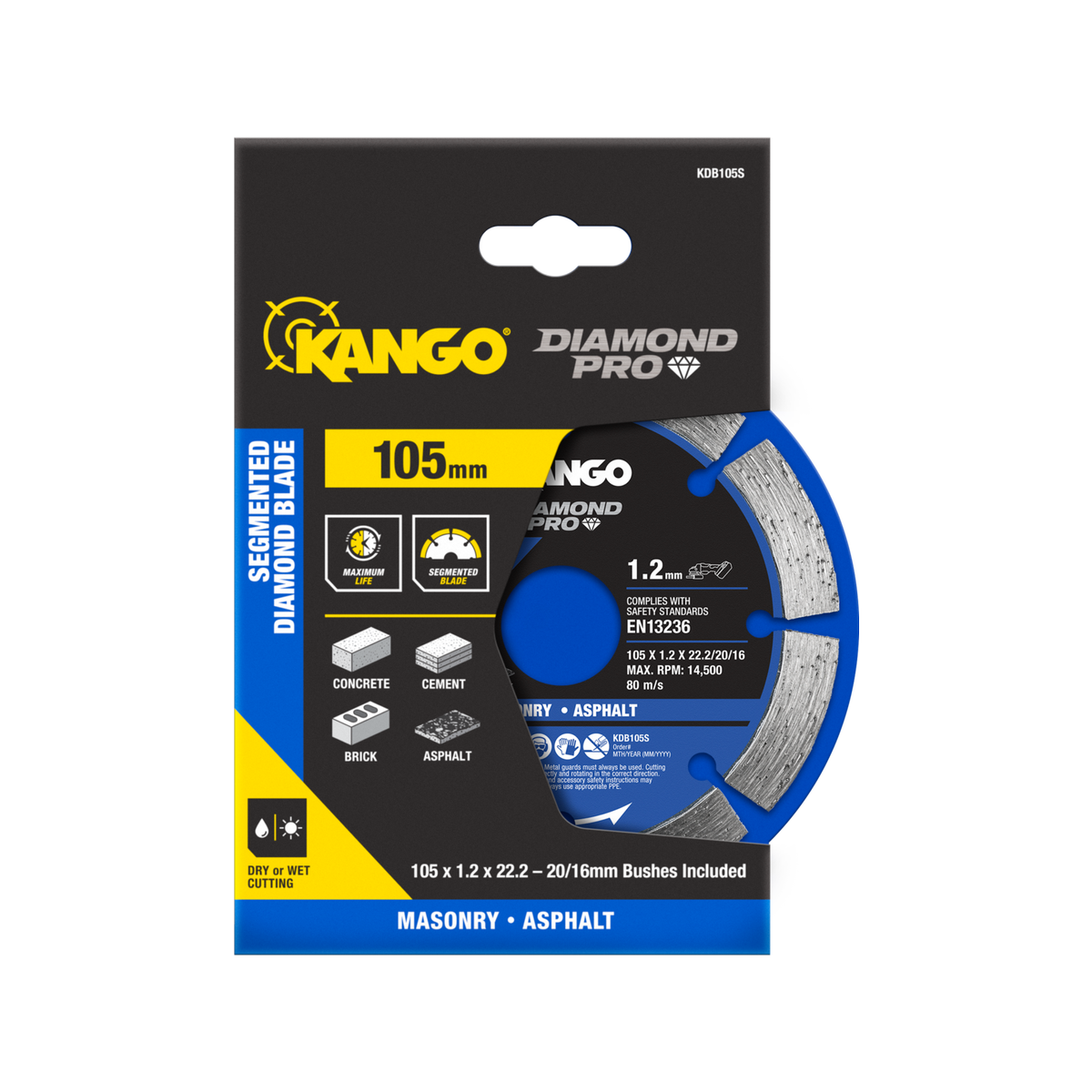 Kango Diamond Saw Blade - 105mm - Segmented - Dry Cutting