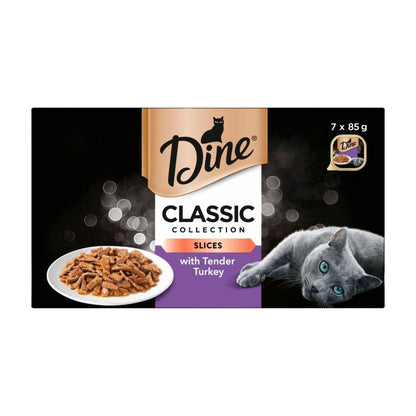 Dine Cuts In Gravy With Turkey Wet Cat Food 85g Tray - 7 pack