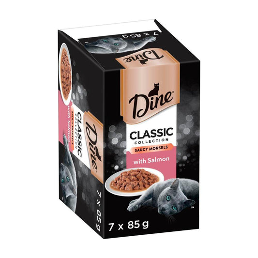 Dine assic Collection Adult Wet Cat Food Saucy Morsels With Salmon 7x85g Trays - 7 pack