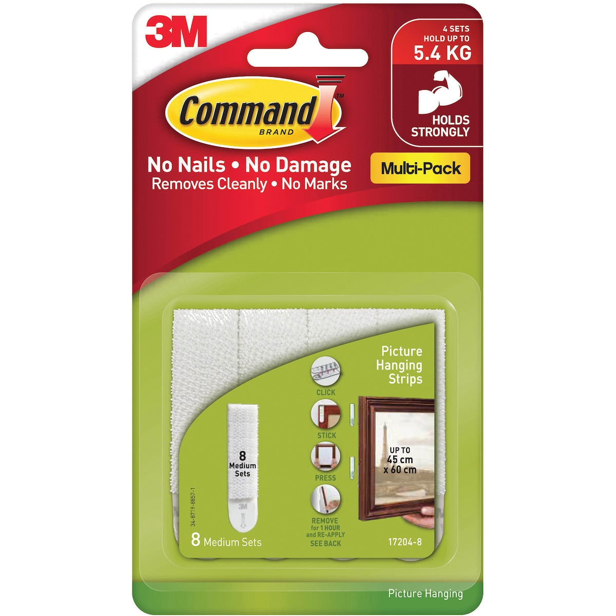 3m Command Picture Hanging Strips Medium Value 8 Pack