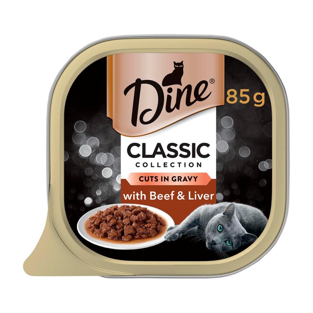 Dine Cuts In Gravy With Beef & Liver Wet Cat Food Tray - 85g