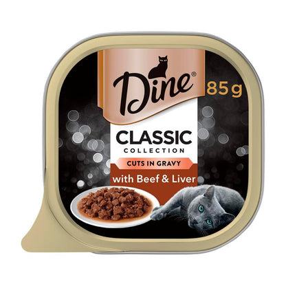 Dine Cuts In Gravy With Beef & Liver Wet Cat Food Tray - 85g
