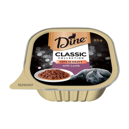 Dine assic Collection Adult Wet Cat Food Cuts in Gravy With Lamb Tray - 85g