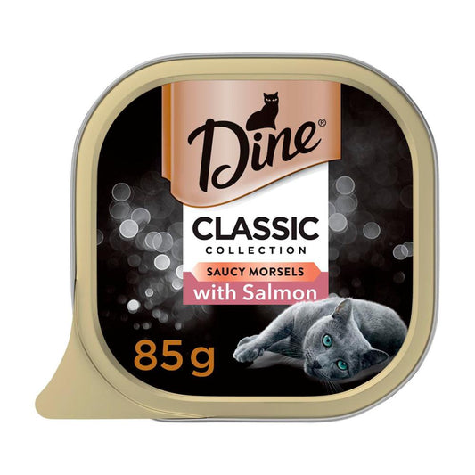 Dine assic Collection Adult Wet Cat Food Saucy Morsels With Salmon Tray - 85g