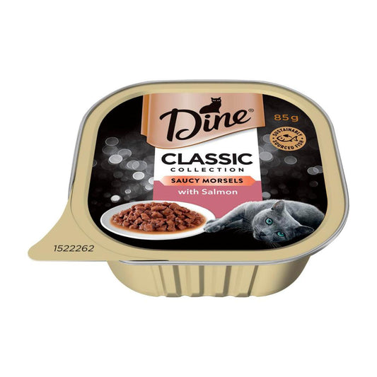 Dine assic Collection Adult Wet Cat Food Saucy Morsels With Salmon Tray - 85g