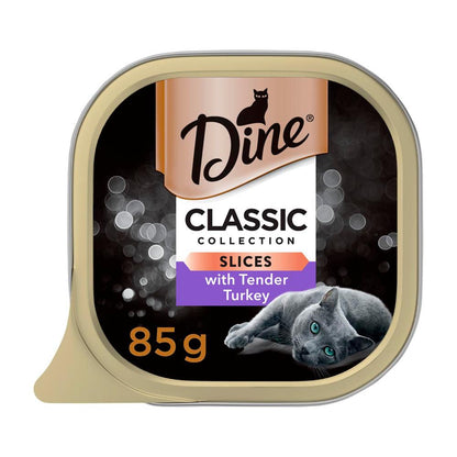 Dine Wet Cat Food Tender Turkey Slices Tray - 85g