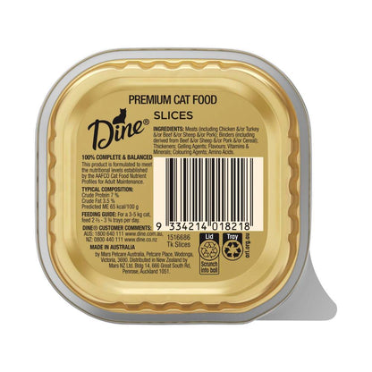 Dine Wet Cat Food Tender Turkey Slices Tray - 85g