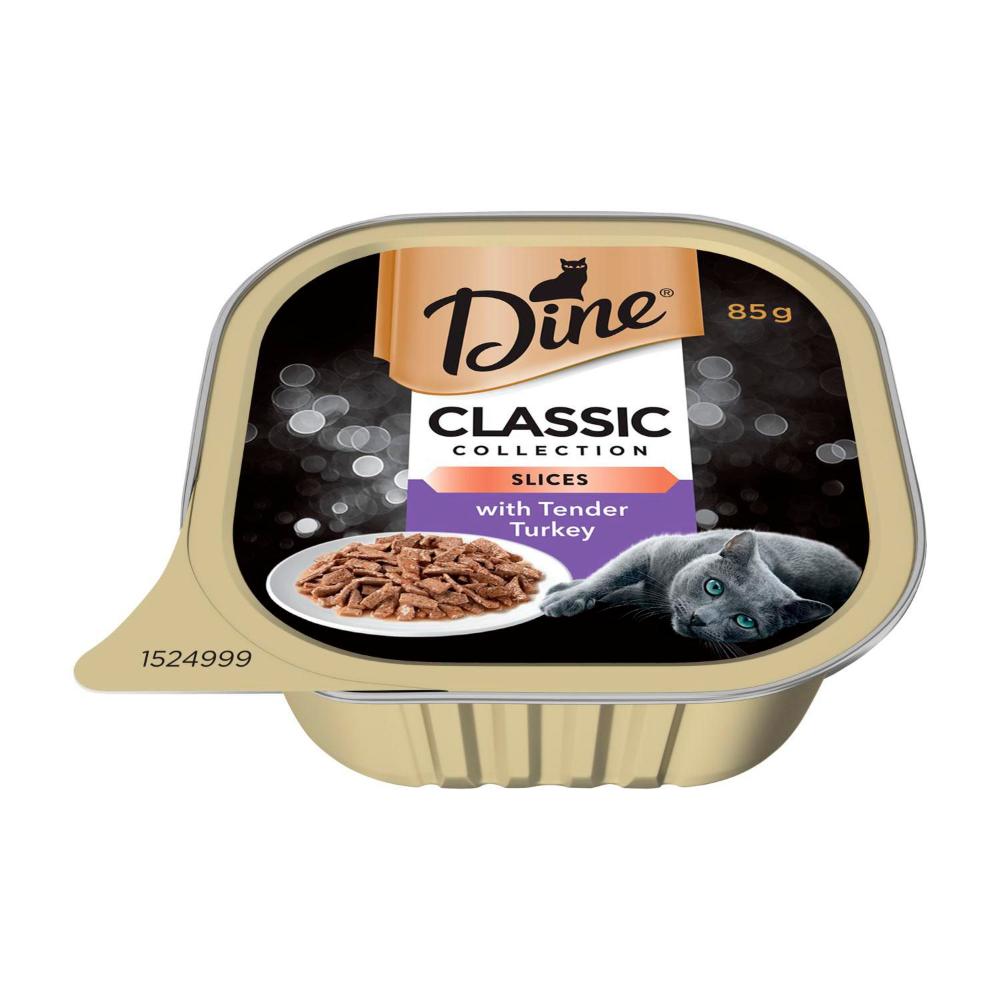 Dine Wet Cat Food Tender Turkey Slices Tray - 85g