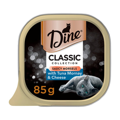 Dine assic Collection Adult Wet Cat Food Saucy Morsels with Tuna & Cheese Tray - 85g
