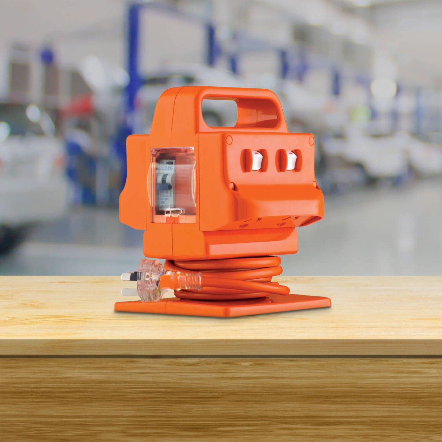 Arlec Heavy Duty Power Block - 4 Outlet - 2m - Orange