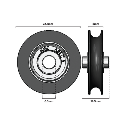 Rolltrak Concave Roller - 36mm - Nylon
