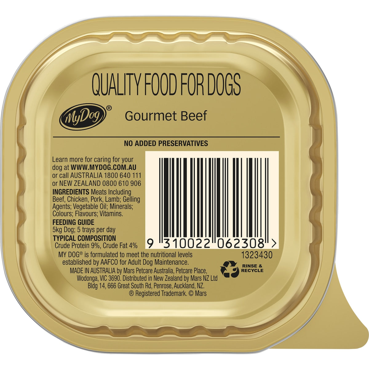 My Dog Adult Classic Loaf Gourmet Beef Wet Food Tray 100g