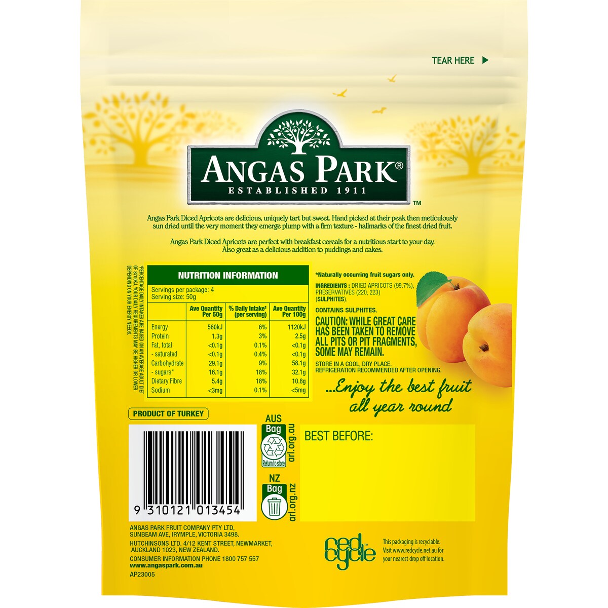 Angas Park Apricot Diced 200g