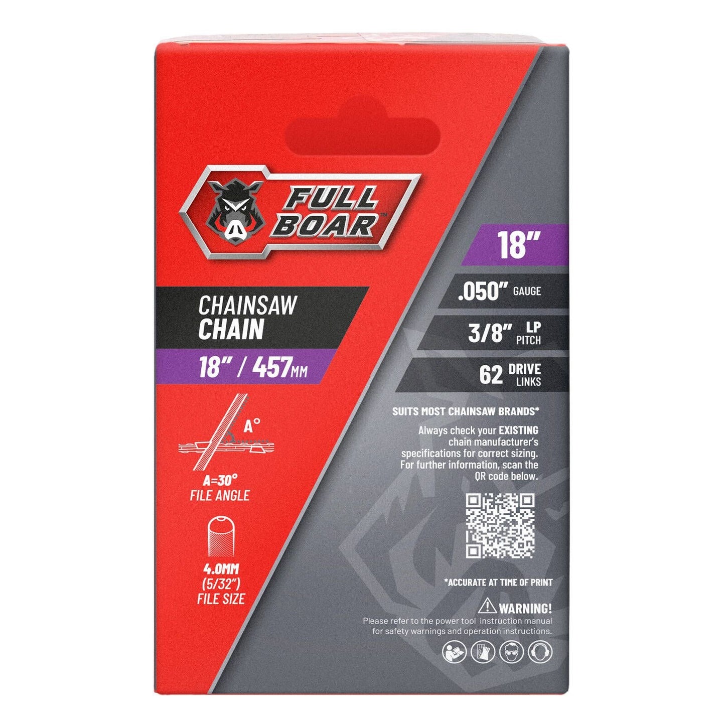 Full Boar Chainsaw Chain - 18" - 457mm - 62 Drive Links