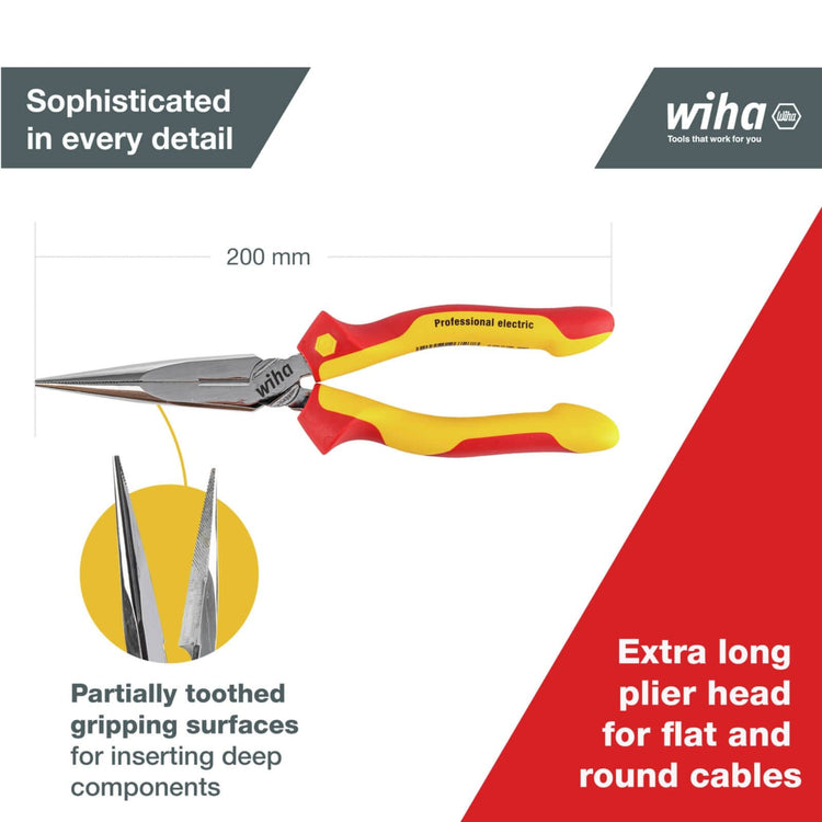 Wiha Insulated Long Nose Pliers 200mm 1000V