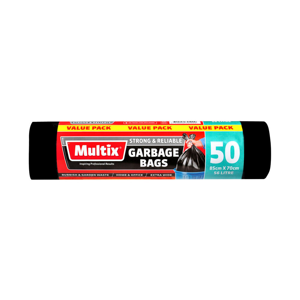 Multix Extra Wide Garbage Bags 85cm x 70cm 56l - 50 pack