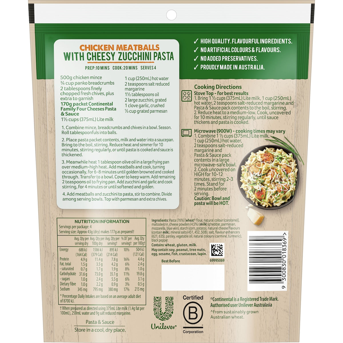 Continental Classics Pasta & Sauce Four Cheeses Family Pack 170g