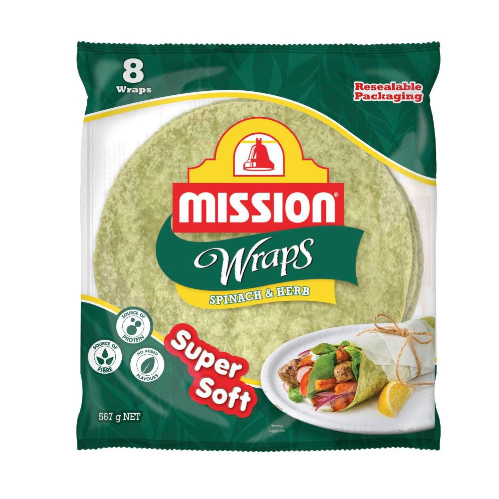 Mission Spinach & Herb Wraps 8 Pack - 567g