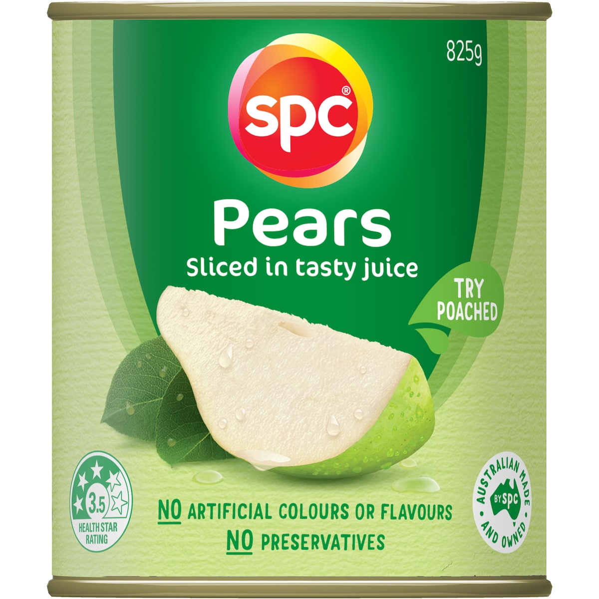 SPC Pears Sliced In Natural Juice No Added Sugar 825g