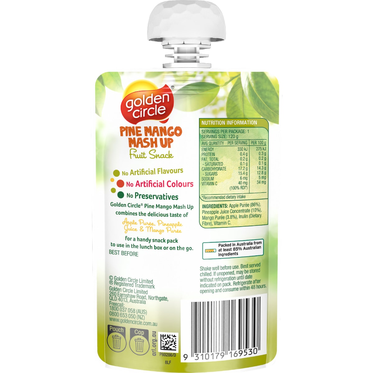 Golden Circle Pine Mango Smash Up Fruit Pouch 120g
