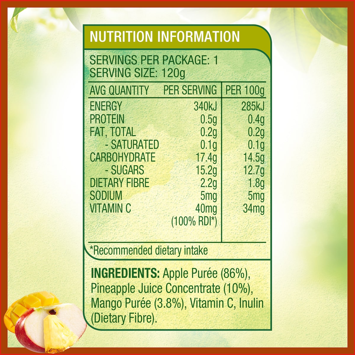 Golden Circle Pine Mango Smash Up Fruit Pouch 120g