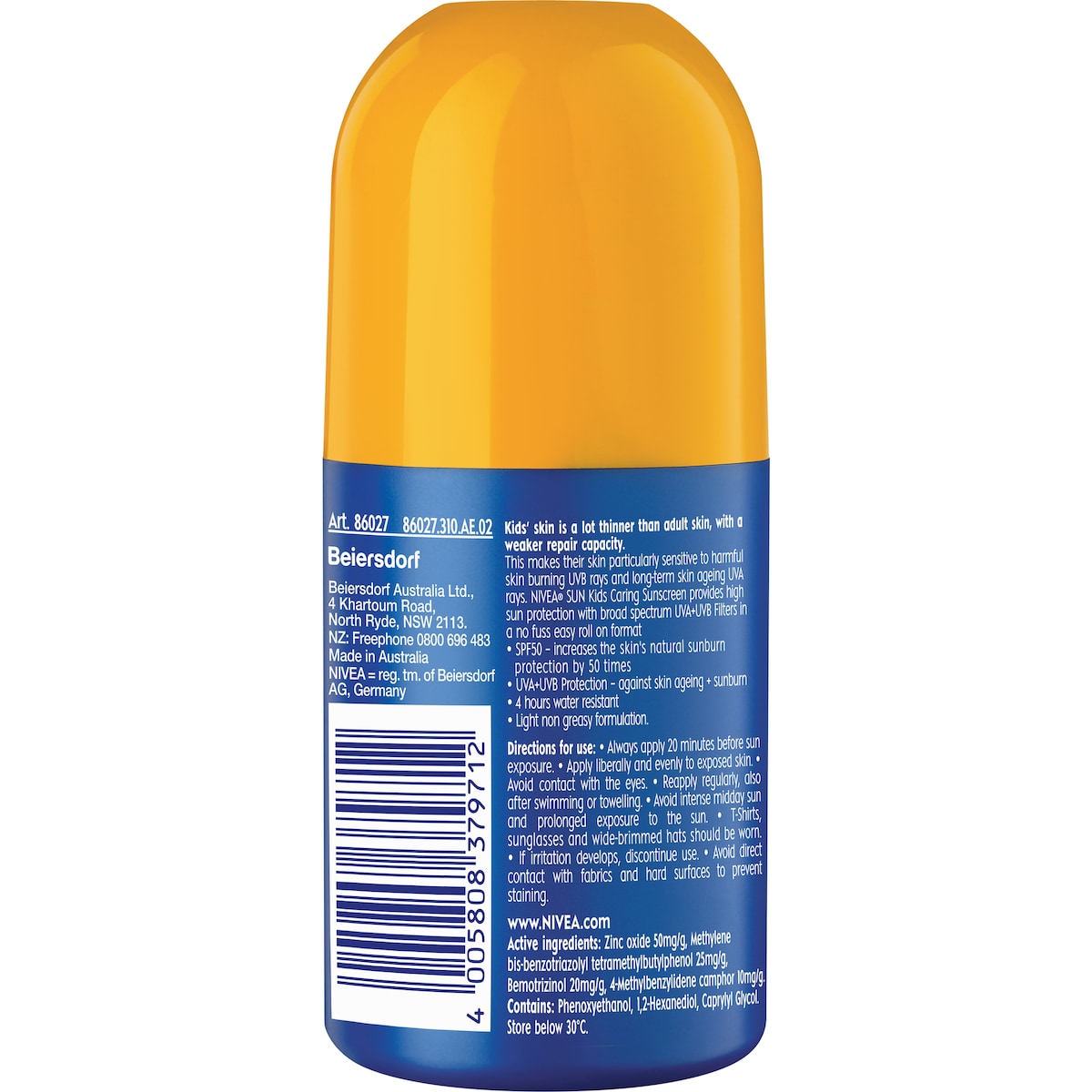 Nivea Spf 50 Sun Kids Protect & Play Roll On Sunscreen 65ml