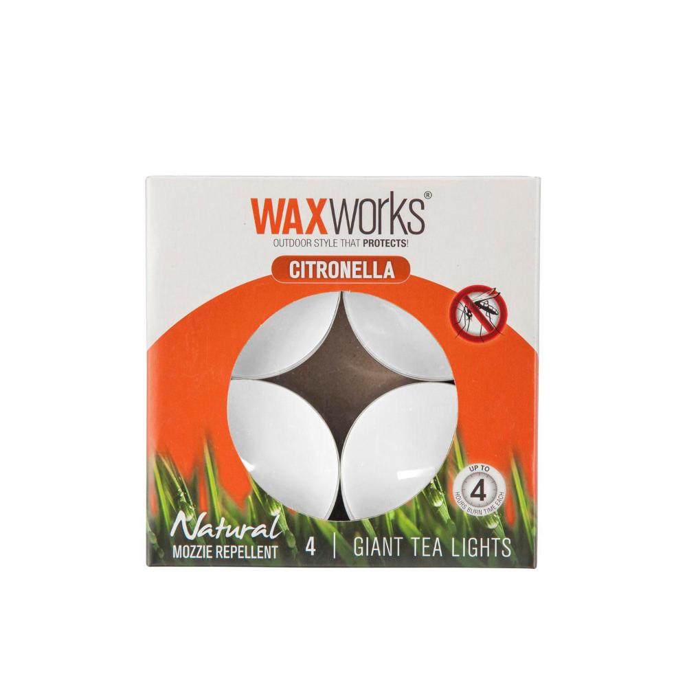 Waxworks Citronella Large Tealight Candles - 4 pack