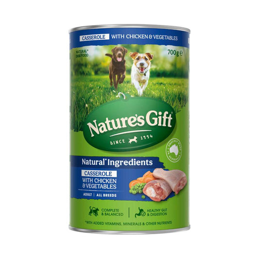 Nature's Gift Adult All Breeds Wet Dog Food Casserole With Chicken Vegetables & Barley - 700g