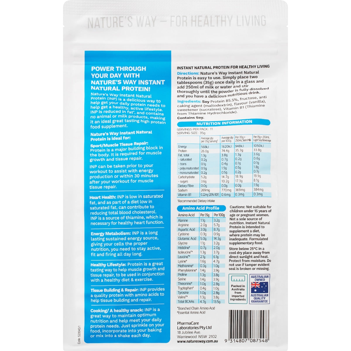 Natures Way Instant Natural Protein Vanilla Flavour 400g