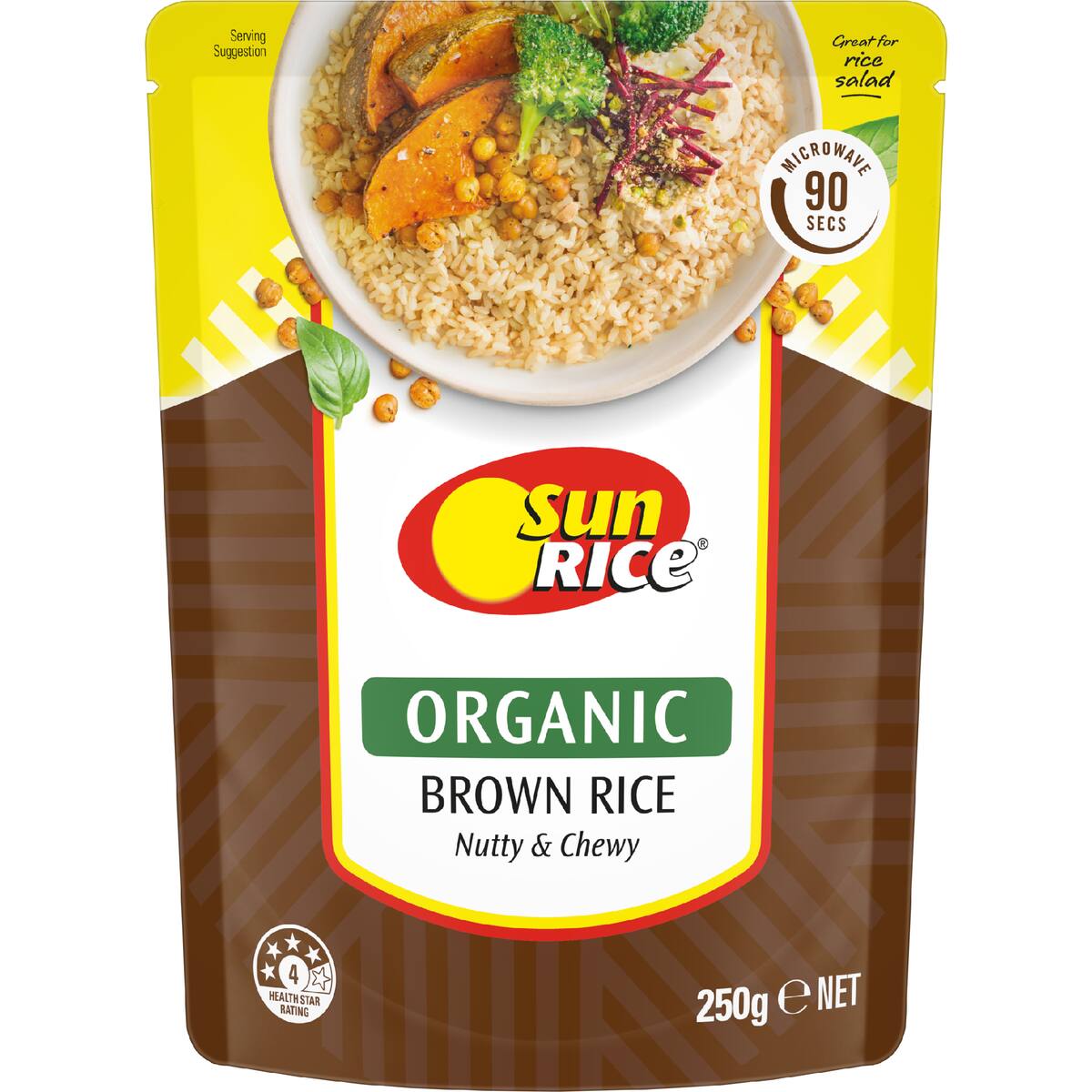Sunrice Microwave Organic Brown Rice Pouch 250g