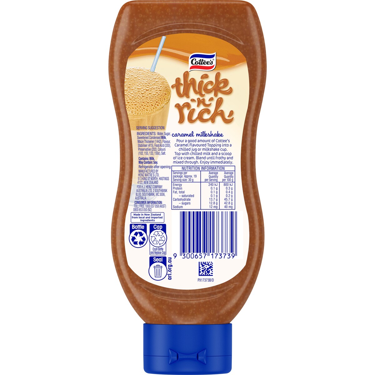 Cottees Thick n Rich Caramel Sauce Ice Cream Topping 575g