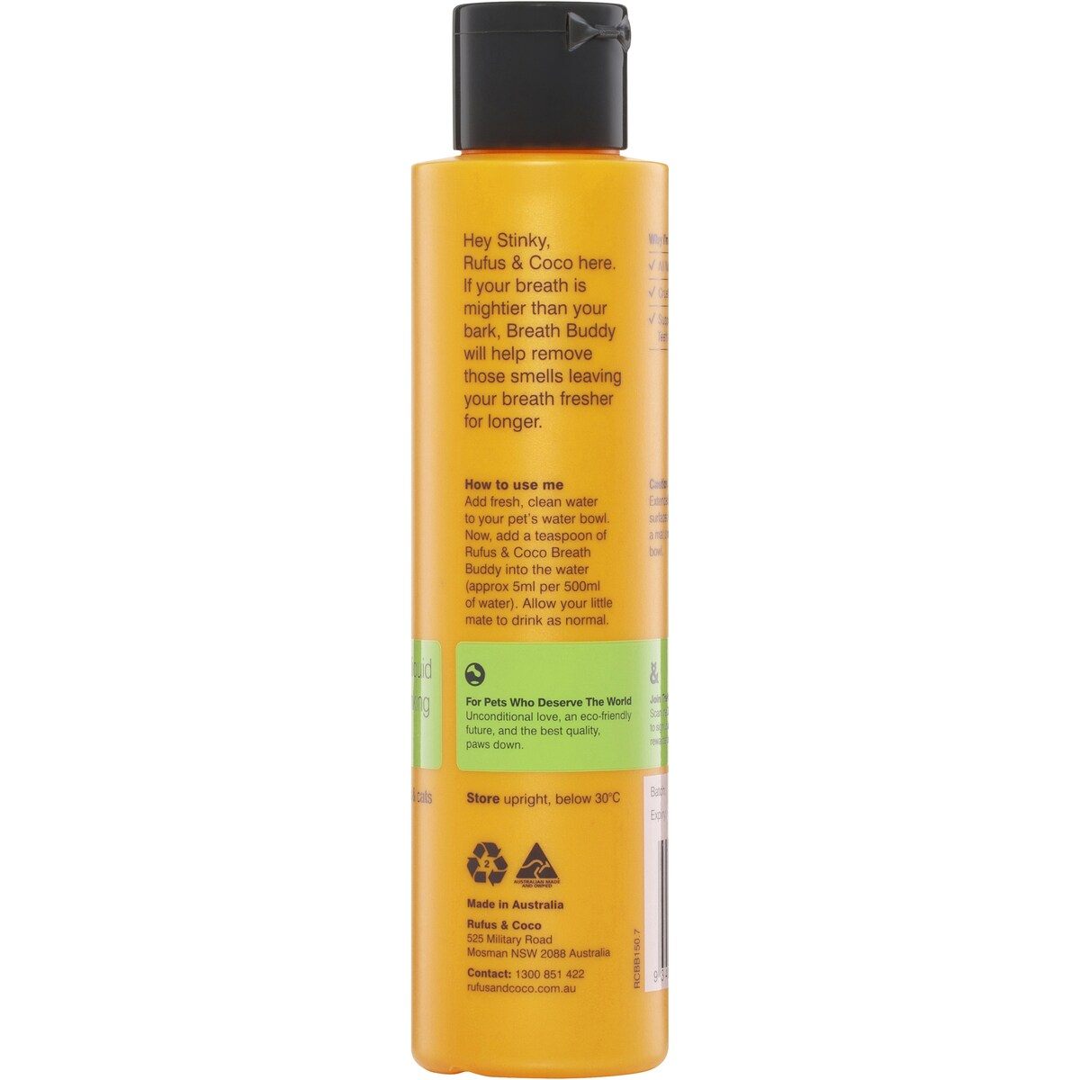 Rufus & Coco Dog Breath Buddy Water Additive 150ml